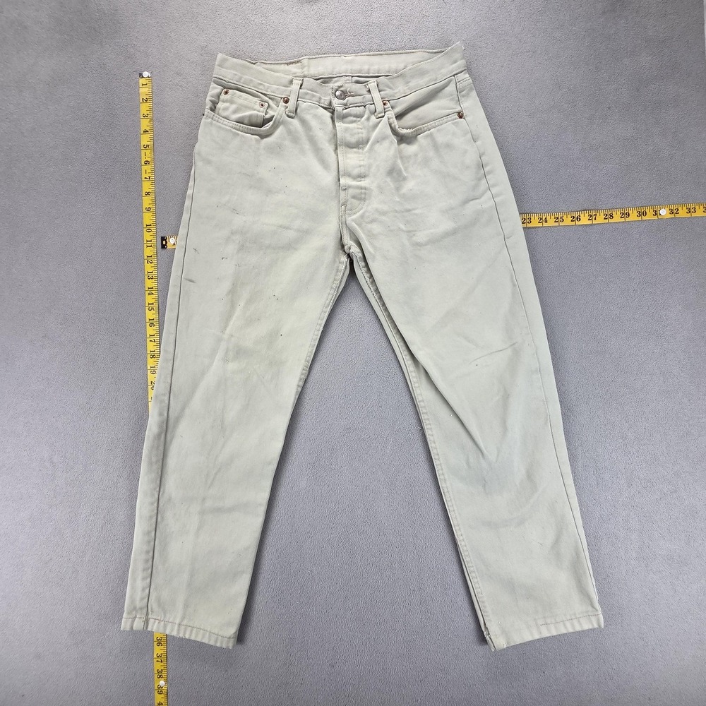VTG Levis 501‎ Jeans Mens White Regular Straight Button Fly Made USA Fits 30x26